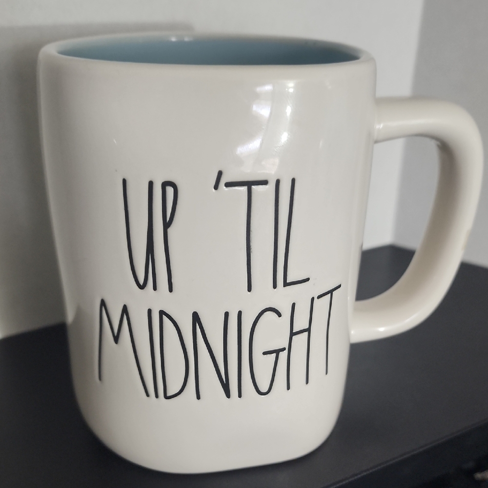 Rae Dunn Cinderella White and Blue 'Up 'Til Midnight' Mug - Picture 1 of 10